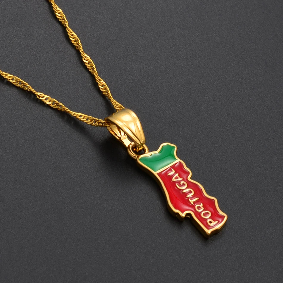 Portugal Map Flag Necklace