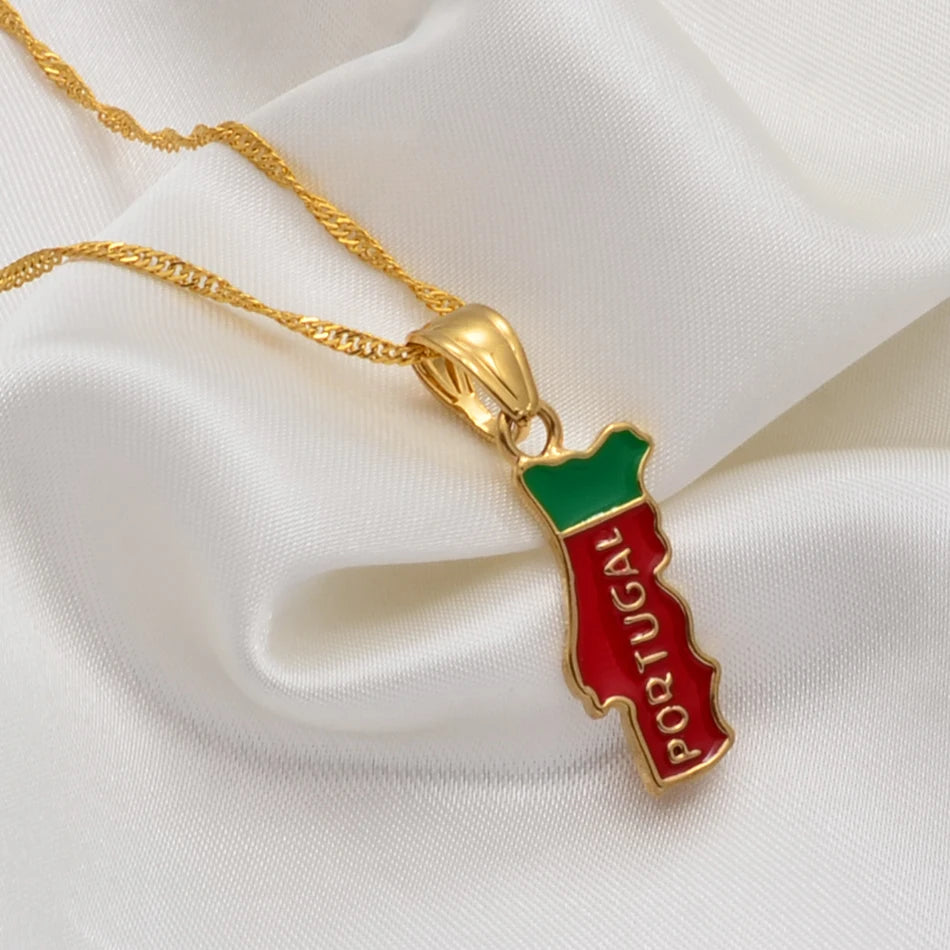 Portugal Map Flag Necklace