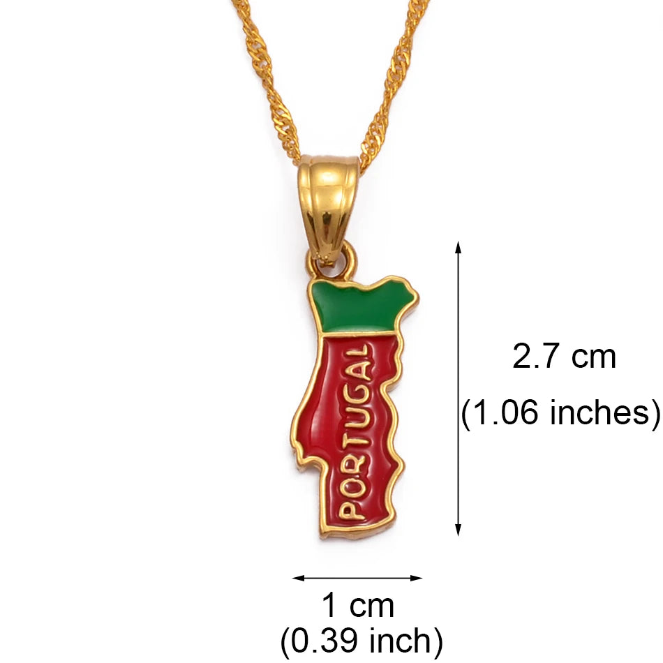 Portugal Map Flag Necklace