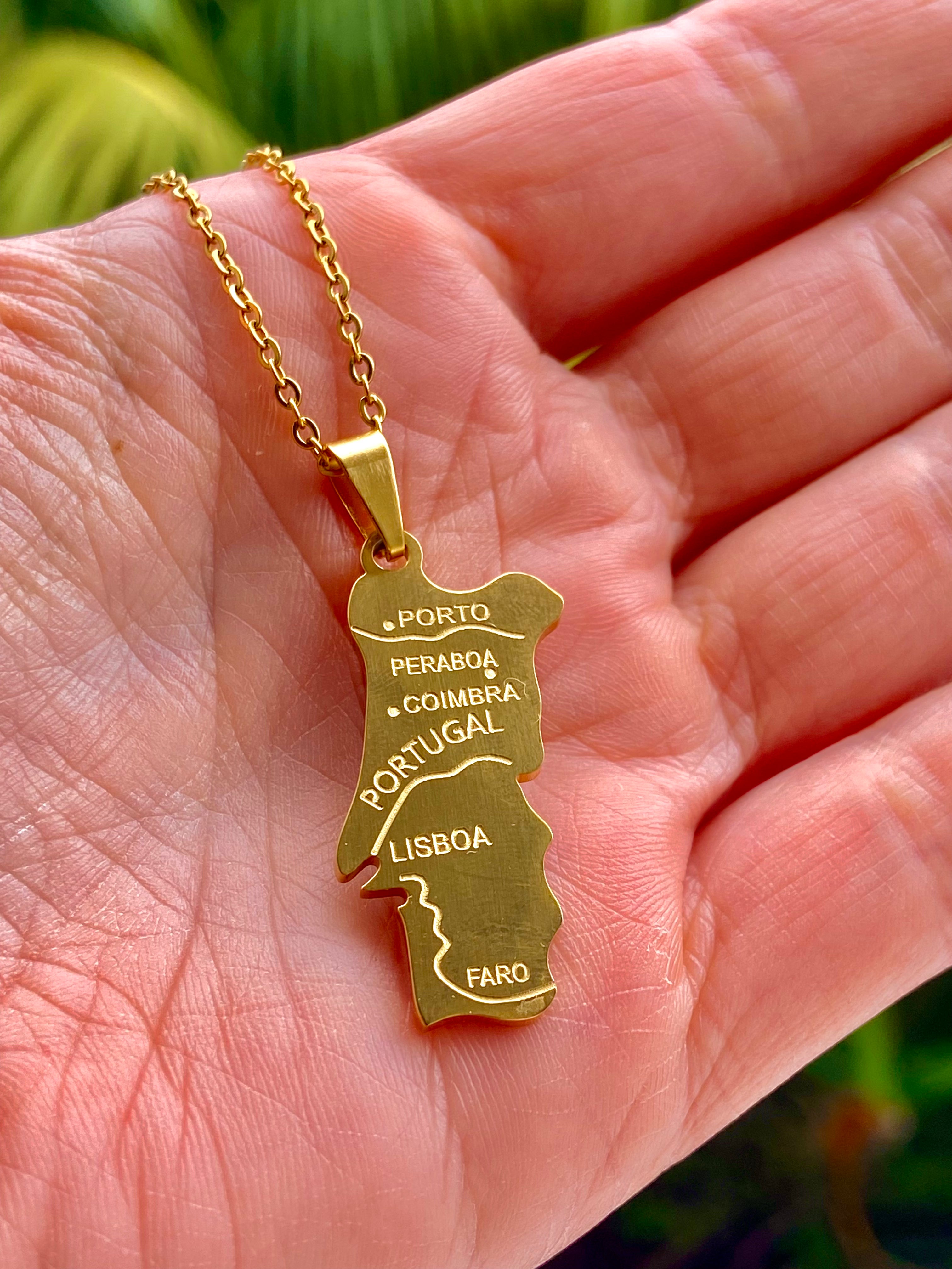 Portugal Map Flag Necklace