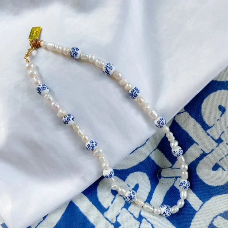 Pearl and Ceramic Beaded Necklace