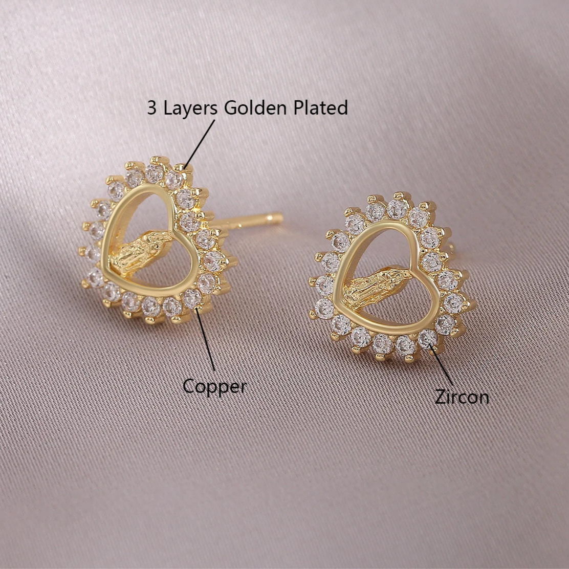 Gold Plated Zircon Virgin Mary Earrings