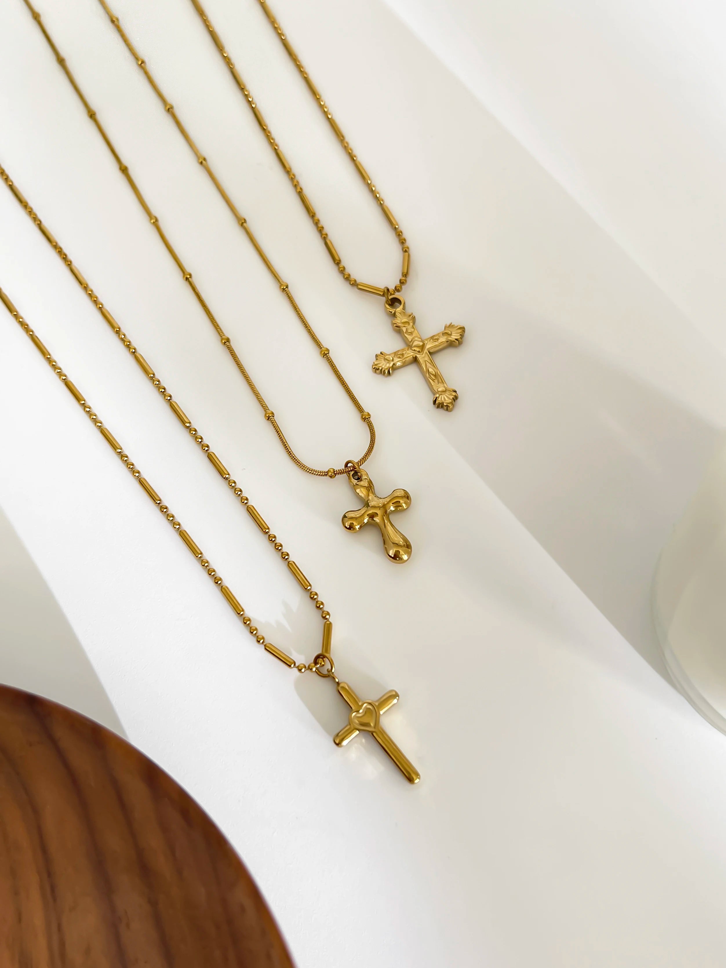 Gold Plated Stainless Steel Cross Pendant Necklace