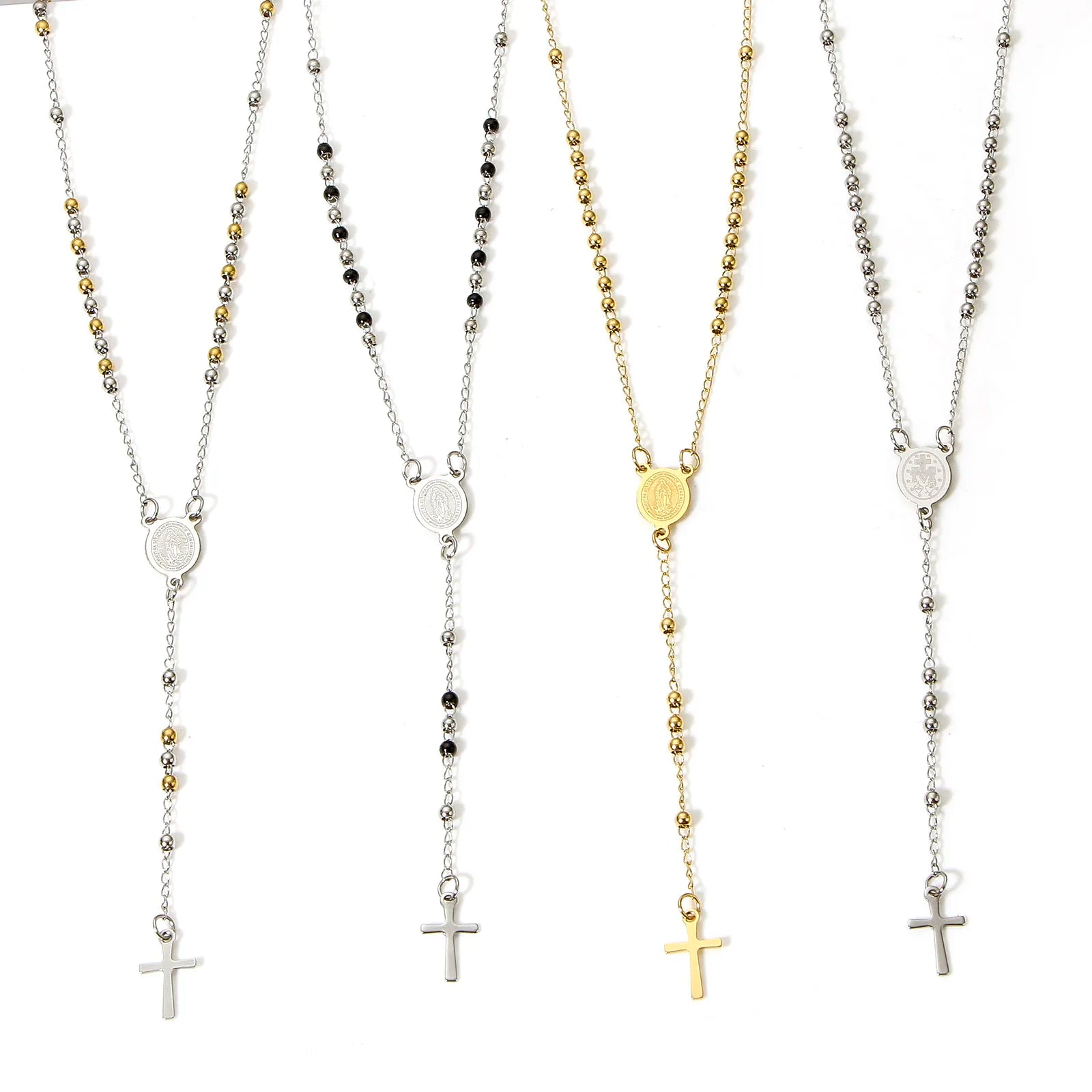 Stainless Steel Virgin Mary Cross Necklace