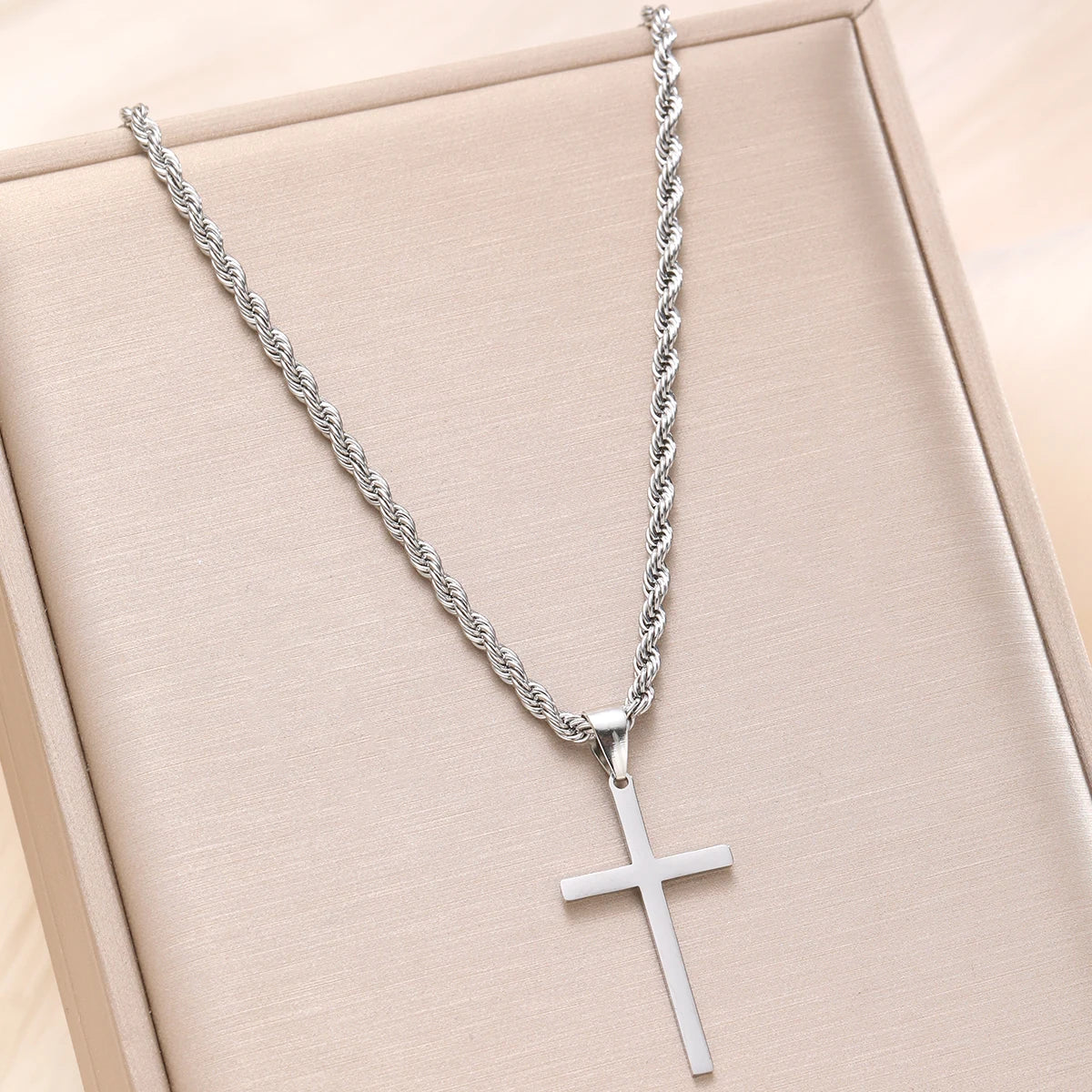 Stainless Steel Cross Pendant Necklace for Men