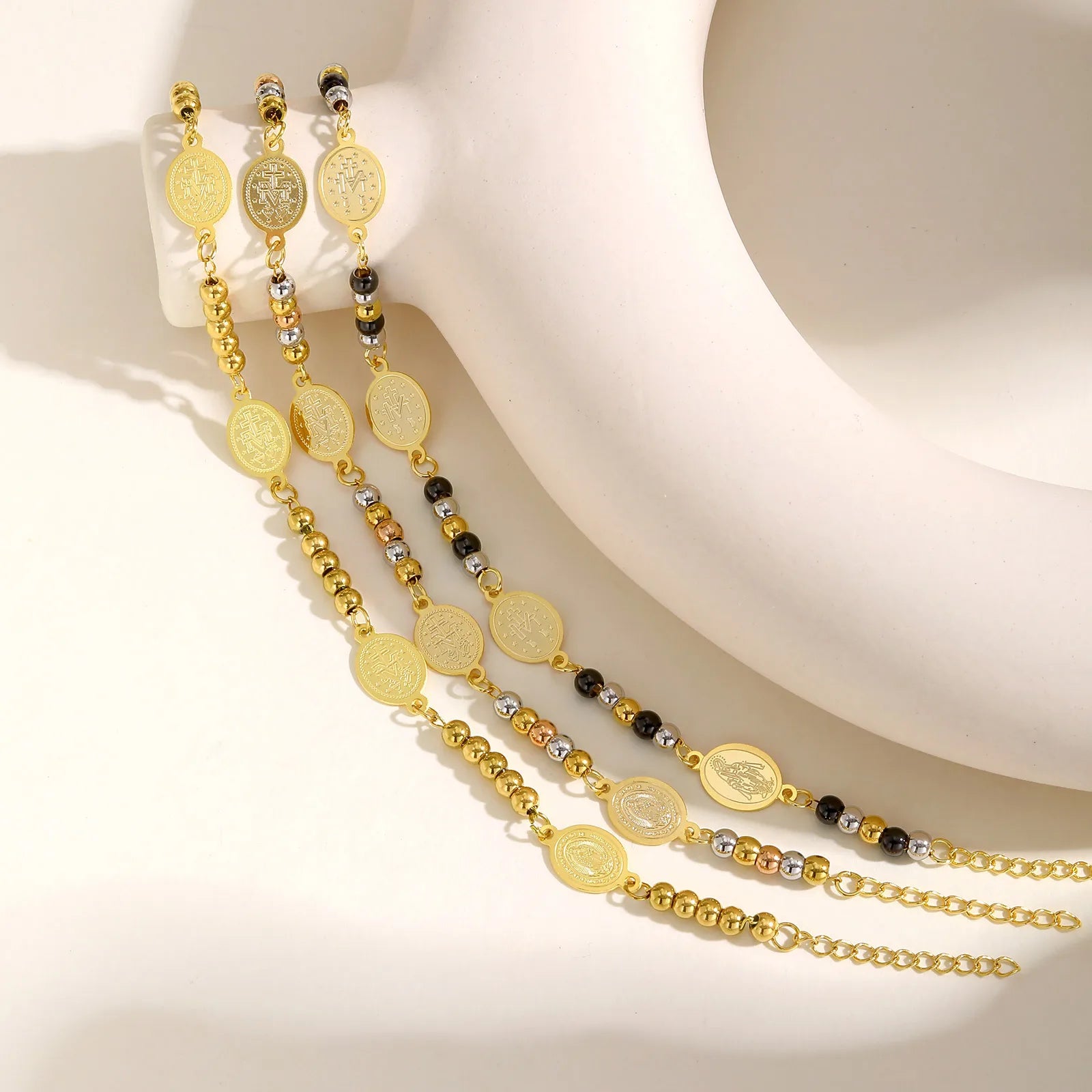 Gold Plated Stainless Steel Virgin Mary Bracelets