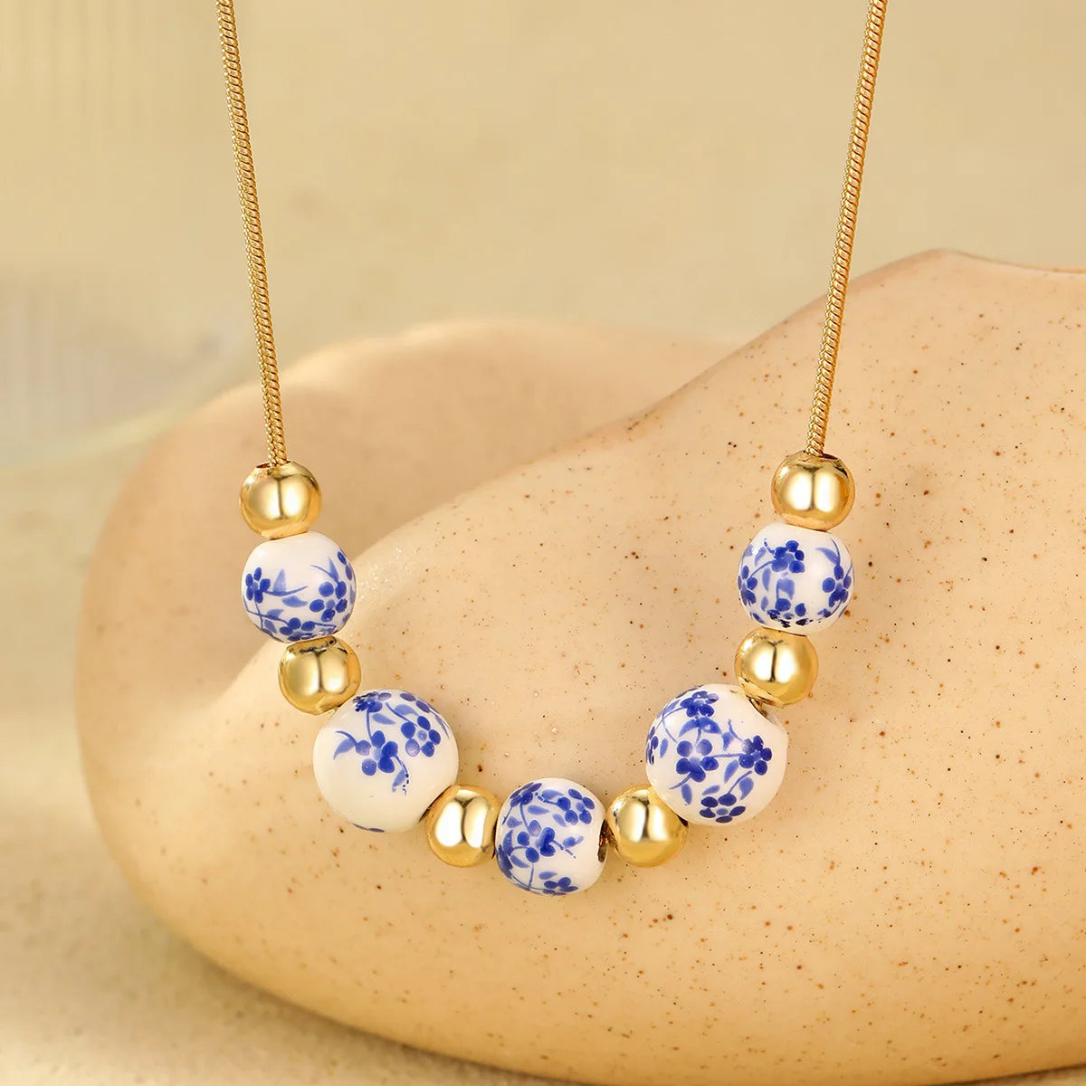 Blue and White Porcelain Beads Necklace