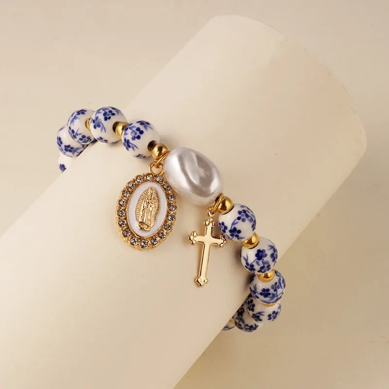 Ceramic and pearl bracelet