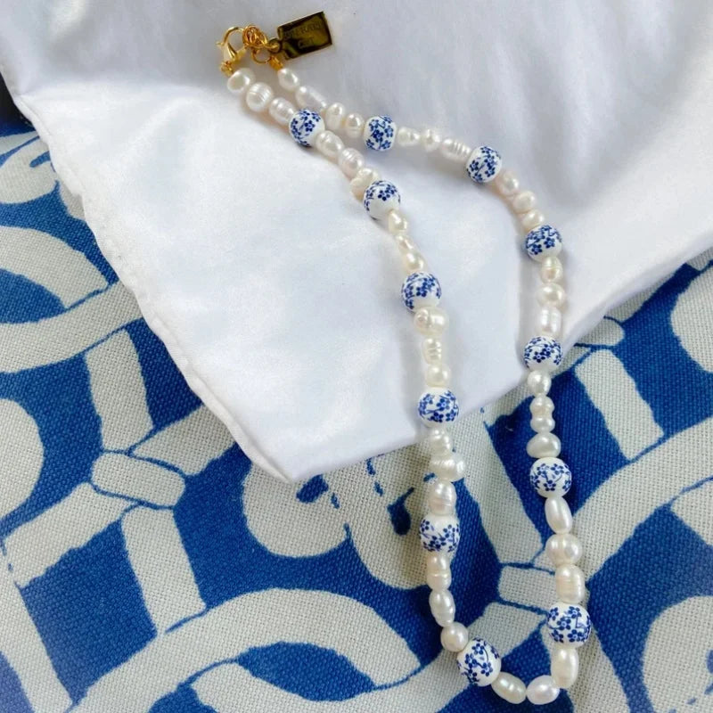 Pearl and Ceramic Beaded Necklace