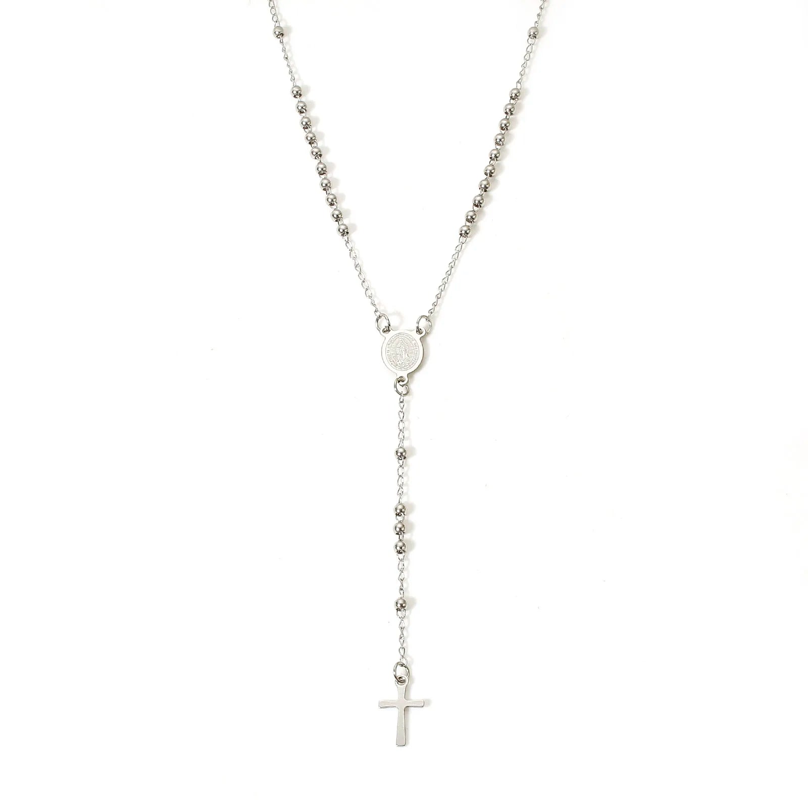 Stainless Steel Virgin Mary Cross Necklace
