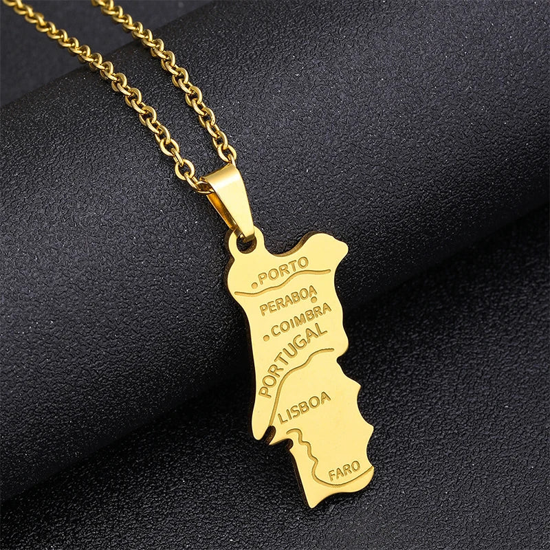 Portugal Map Flag Necklace