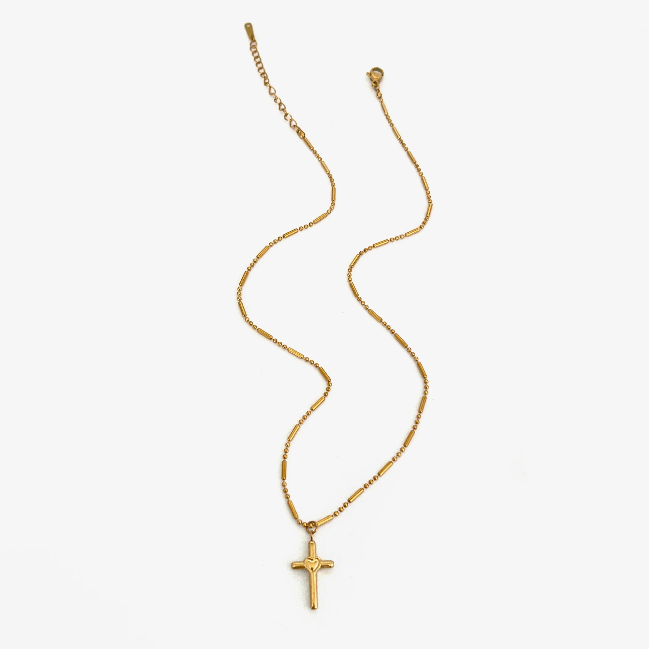 Gold Plated Stainless Steel Cross Pendant Necklace