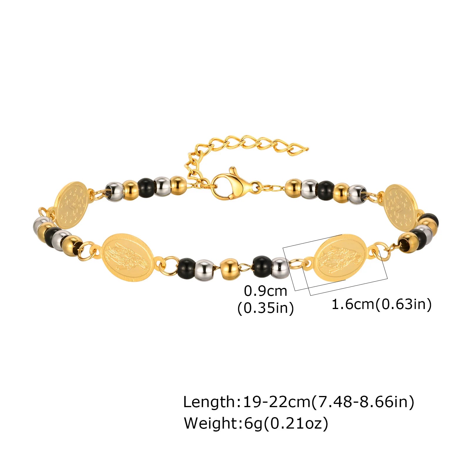 Gold Plated Stainless Steel Virgin Mary Bracelets