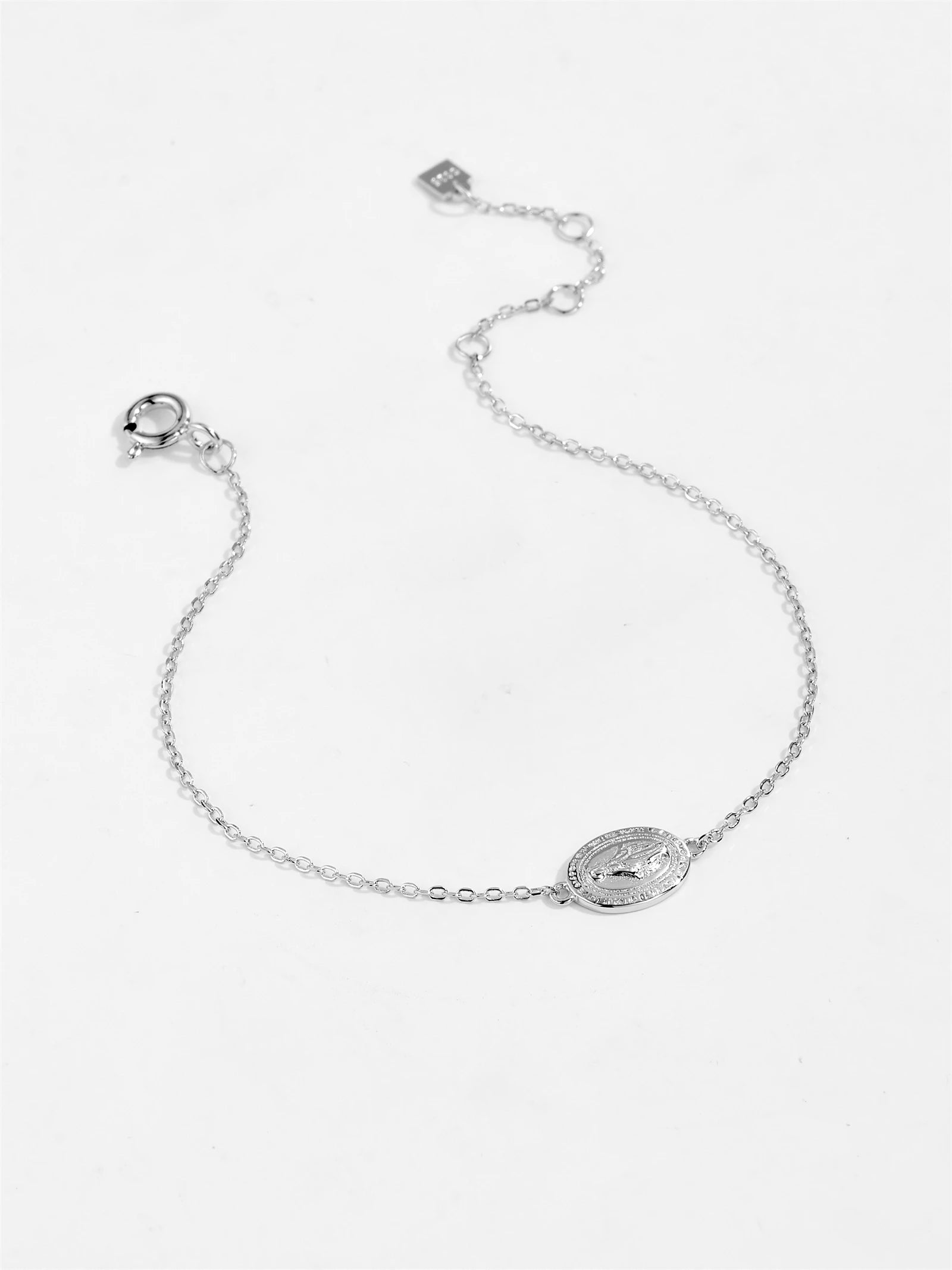 Platinum /18k Gold Plated 925 Sterling Silver Virgin Mary Charm Bracelet Adjustable