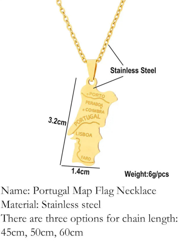 Portugal Map Flag Necklace