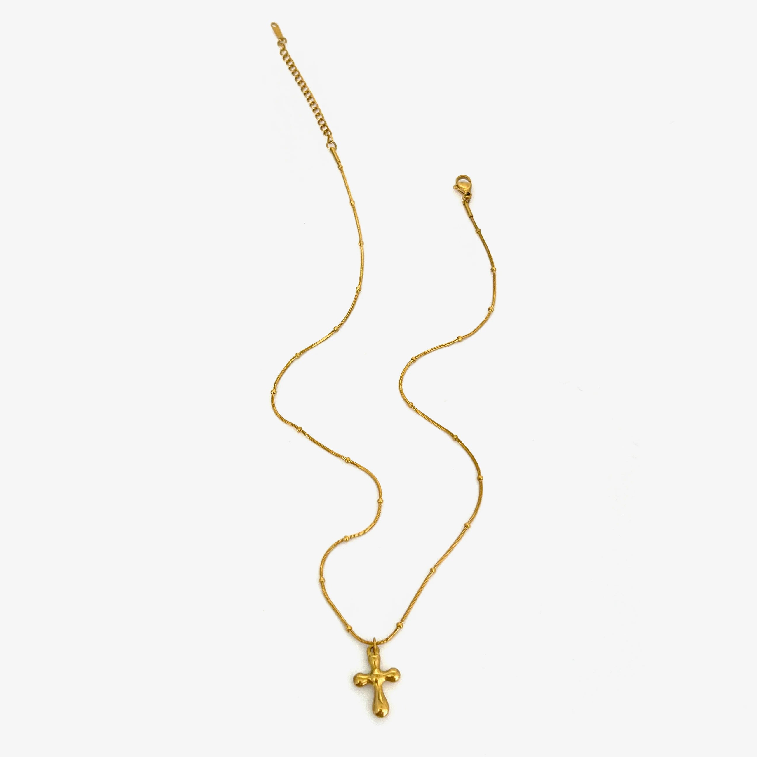 Gold Plated Stainless Steel Cross Pendant Necklace