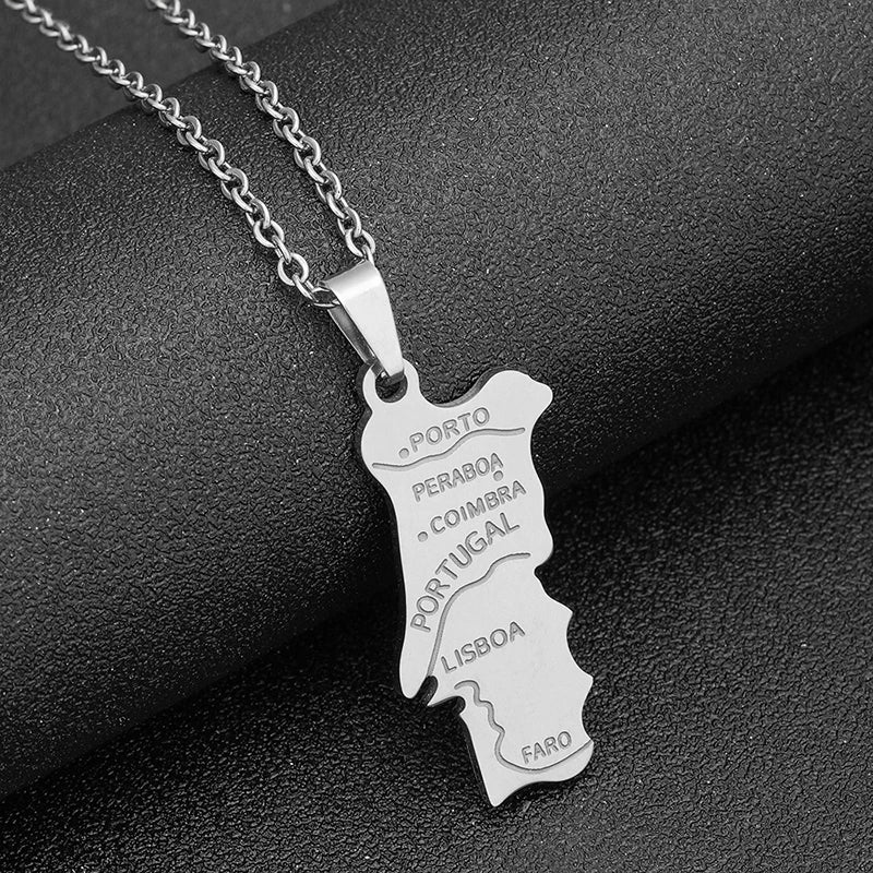 Portugal Map Flag Necklace