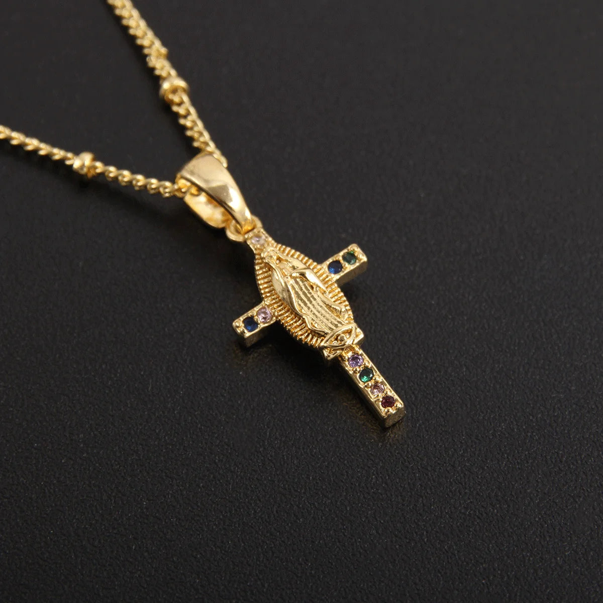 Gold Plated Wire Cross Pendent Necklace