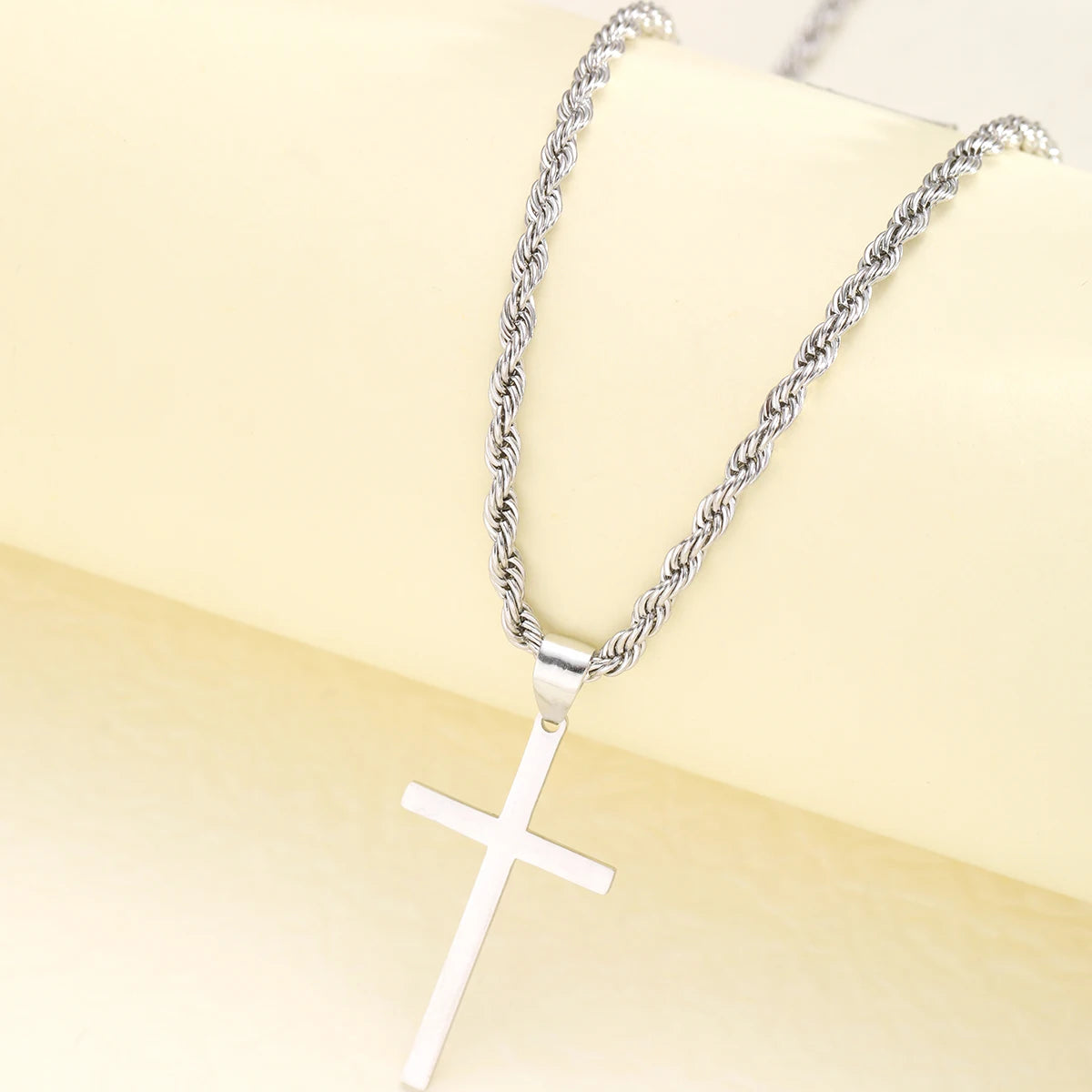 Stainless Steel Cross Pendant Necklace for Men