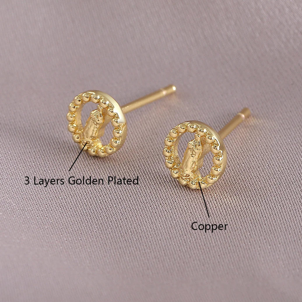 Gold Plated Zircon Virgin Mary Earrings