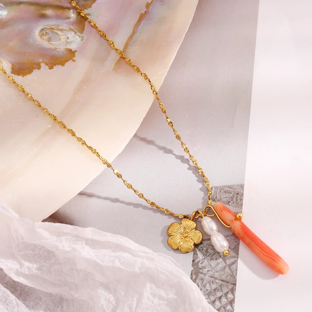Coral Flower Necklace