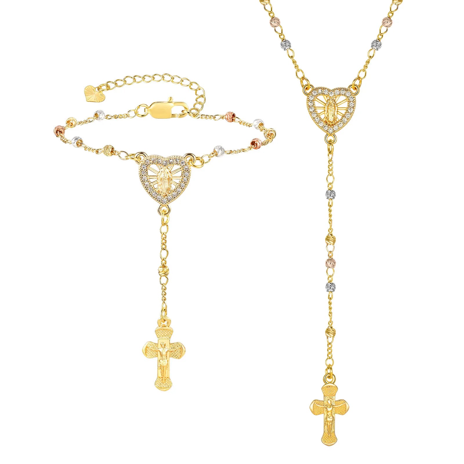 Faith Rosary Necklace Gold Plated