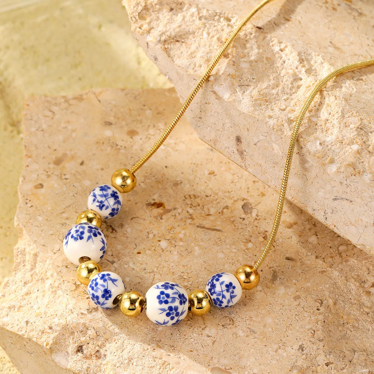 Blue and White Porcelain Beads Necklace