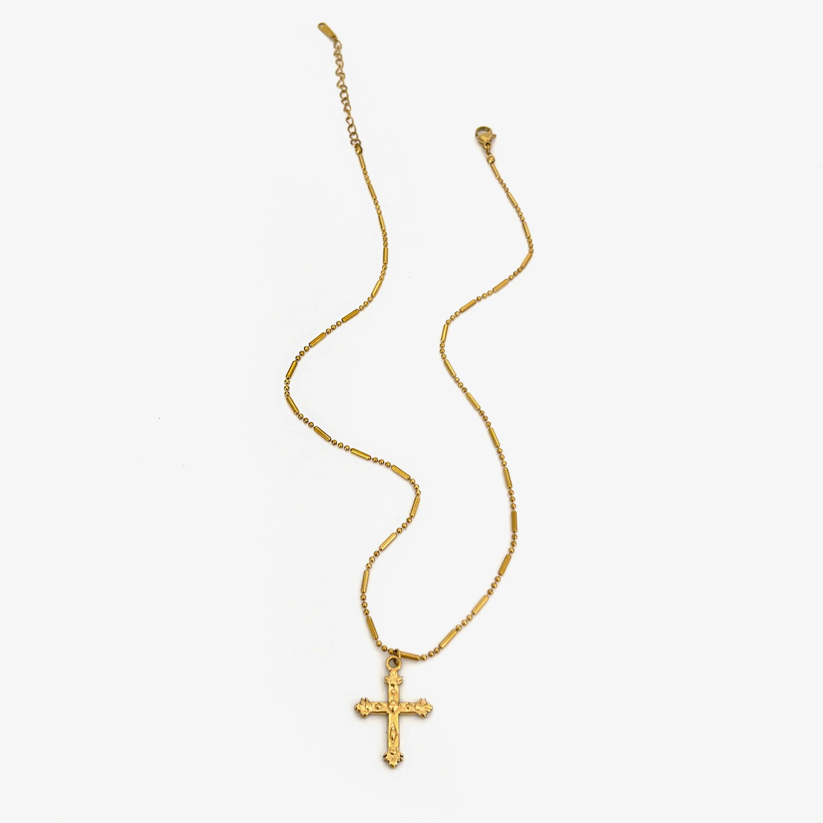 Gold Plated Stainless Steel Cross Pendant Necklace