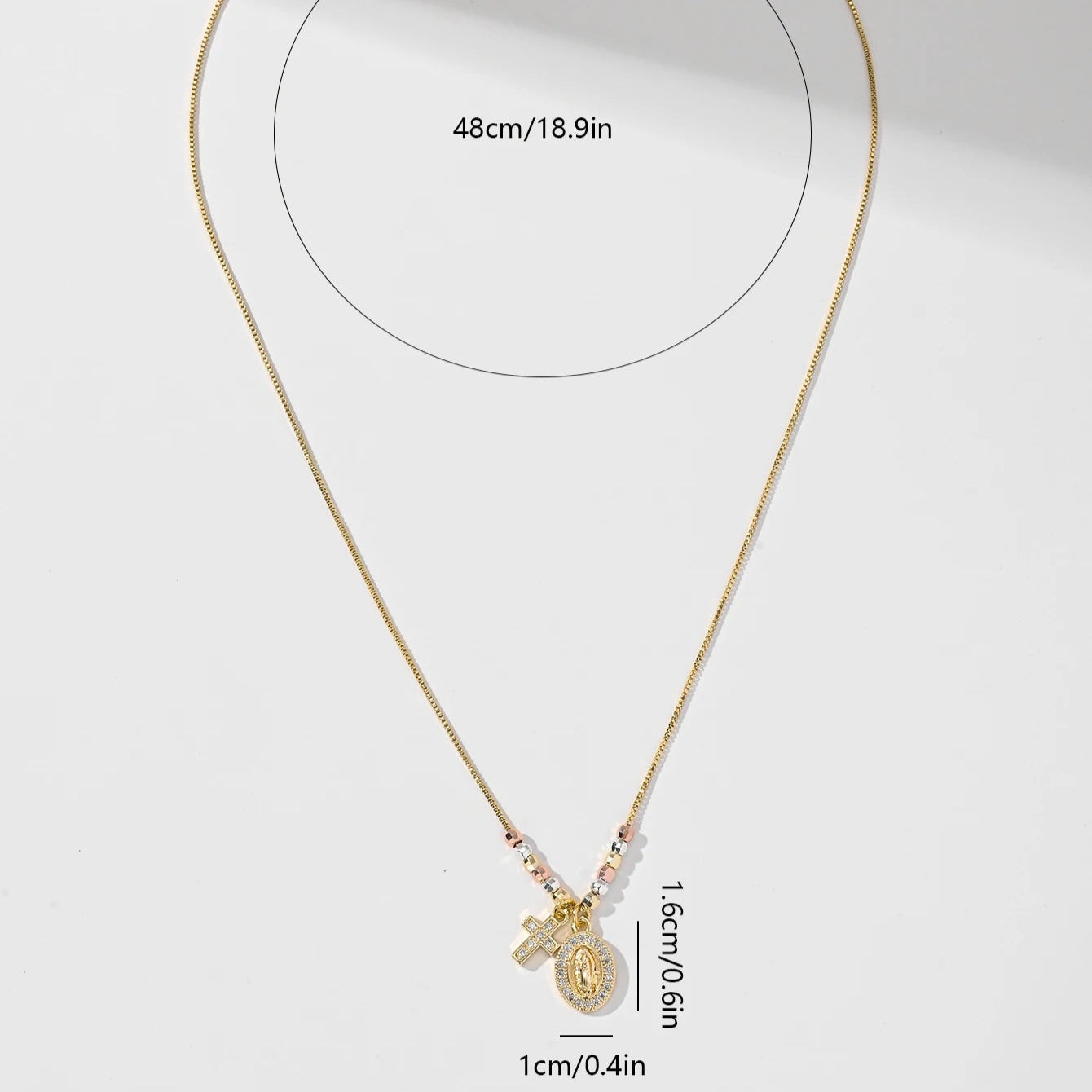 Gold Plated Virgin Mary Oval Shape Pendant Necklace
