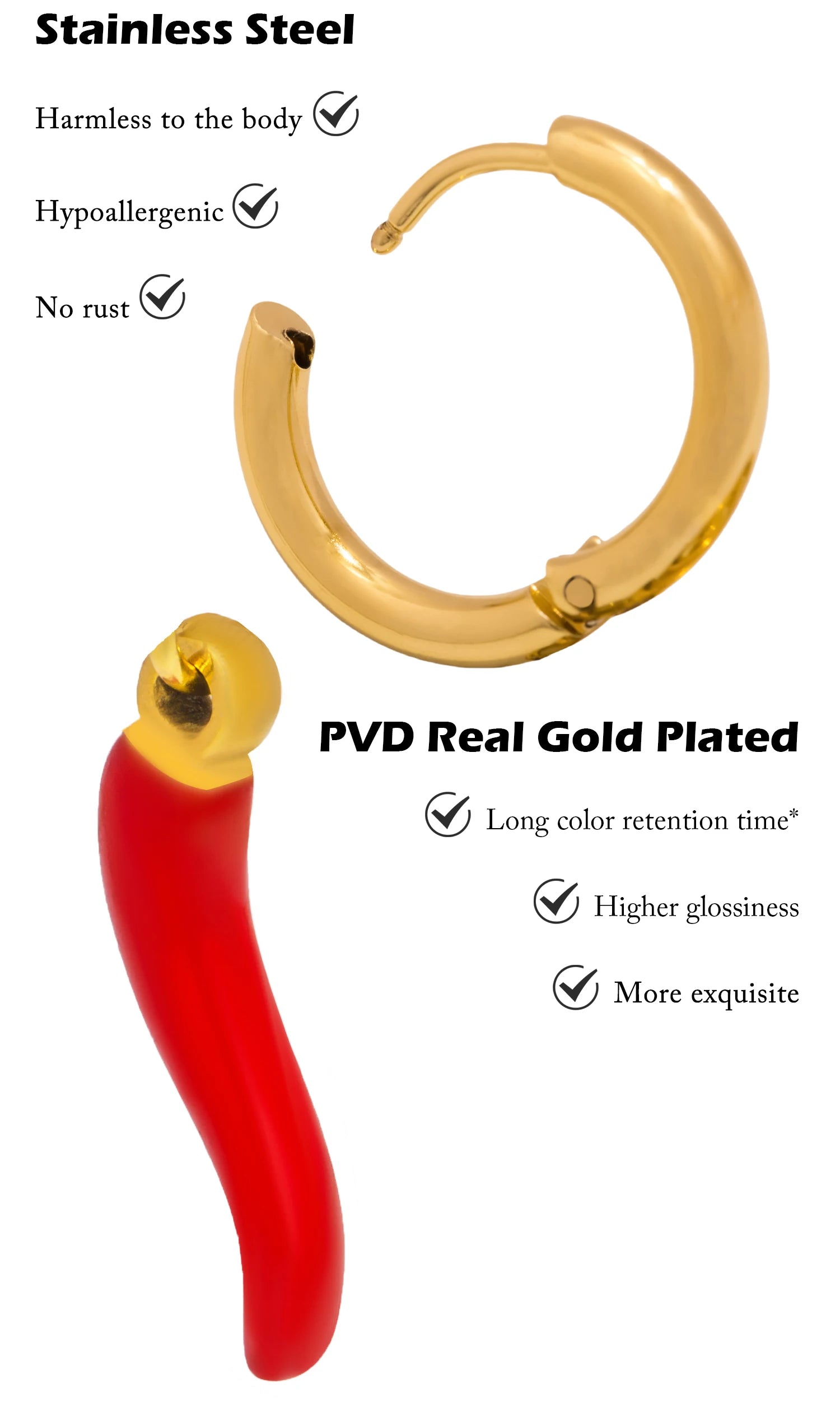 "Pimenta da Terra" Necklace 18k Gold Plated Stainless steel