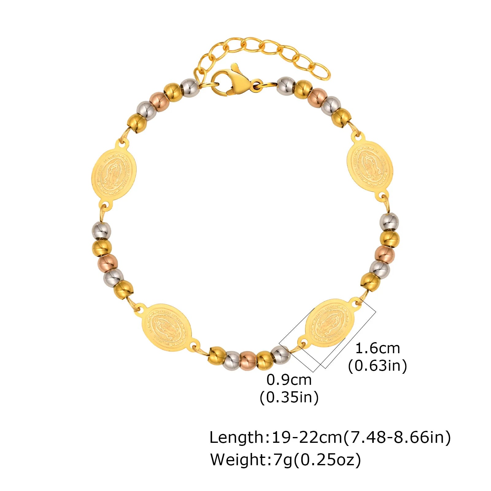 Gold Plated Stainless Steel Virgin Mary Bracelets