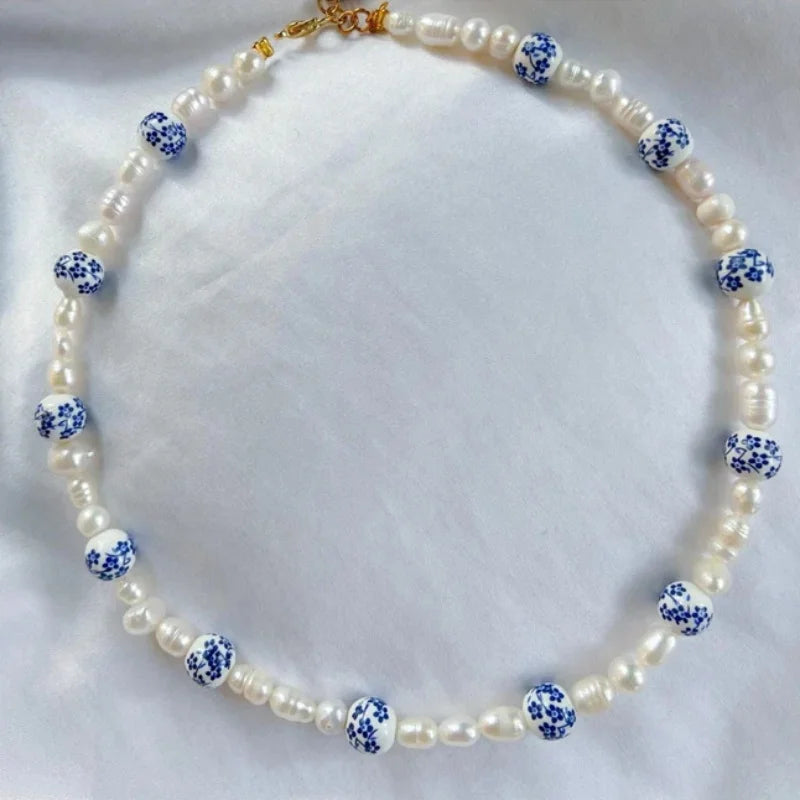 Pearl and Ceramic Beaded Necklace