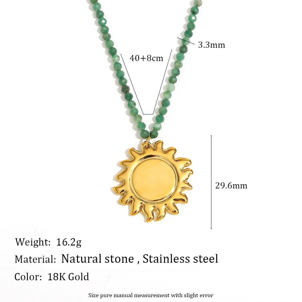 Colorful Natural Stone Chain Star Sun Fish Pearl Pendant Necklace