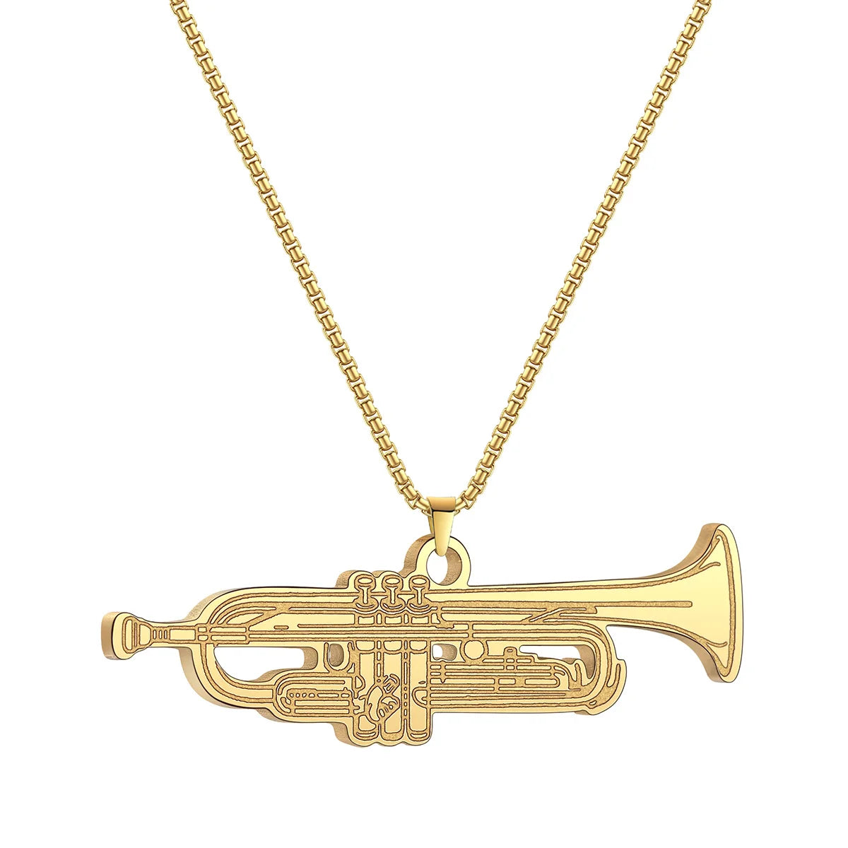 Stainless Steel Trumpet Pendant Necklace