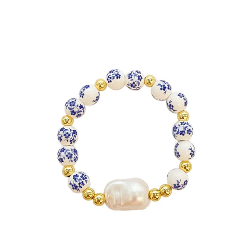 Ceramic and pearl bracelet