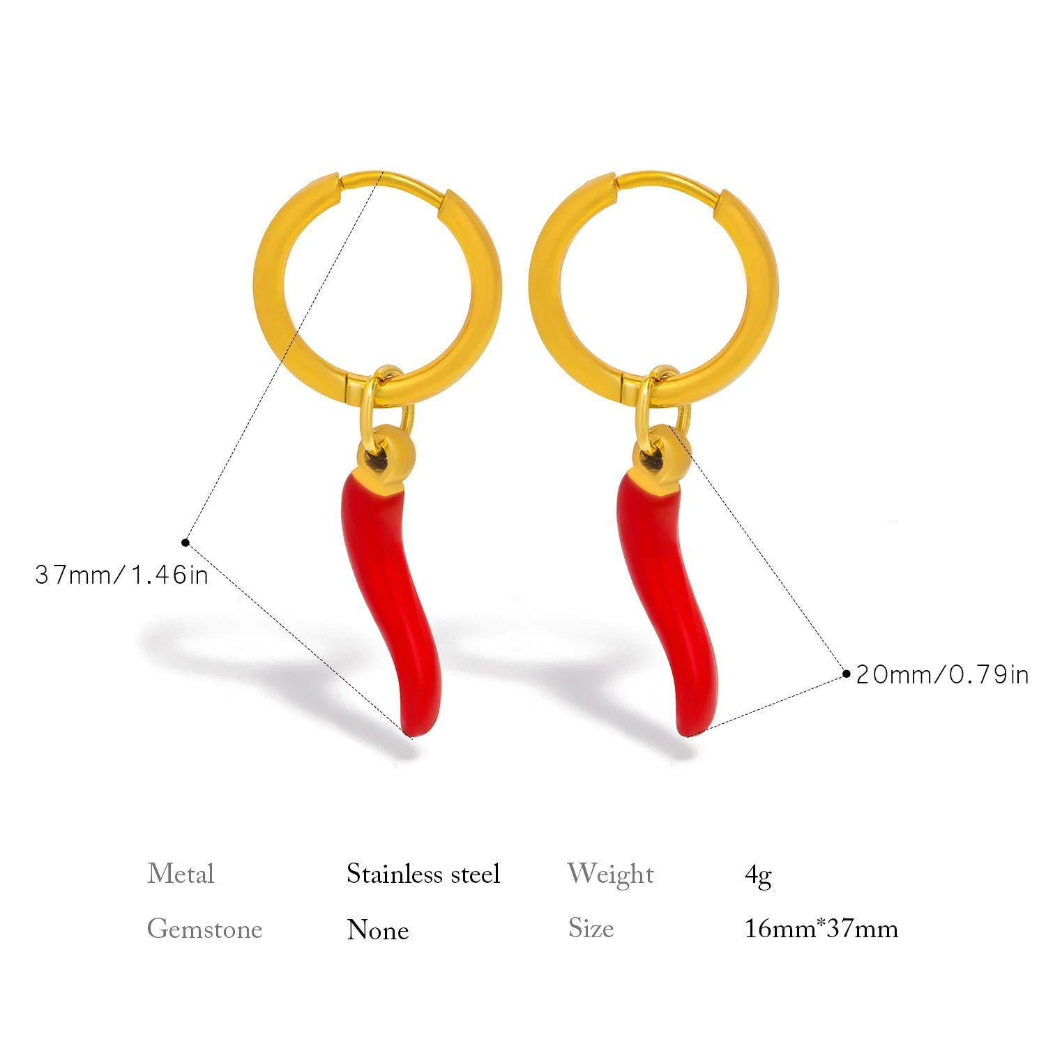 "Pimenta da Terra" Necklace 18k Gold Plated Stainless steel