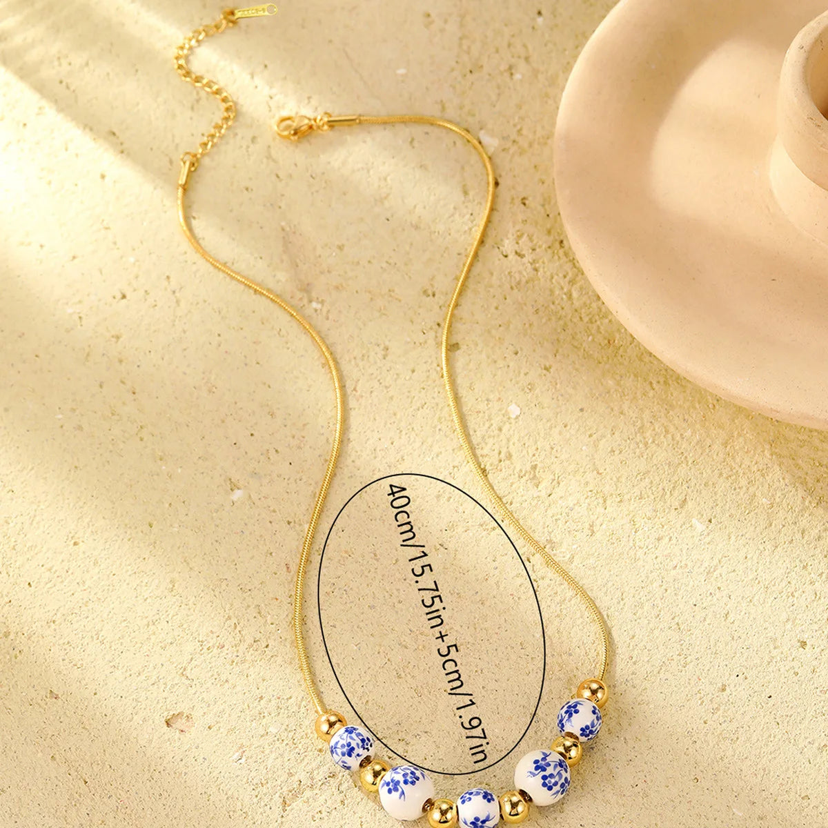Blue and White Porcelain Beads Necklace