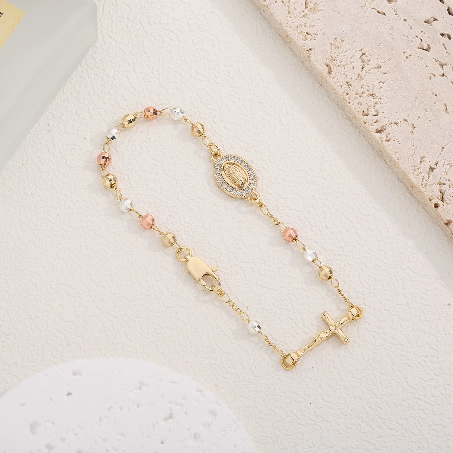 Stainless Steel Virgin Mary Rosary Bracelet