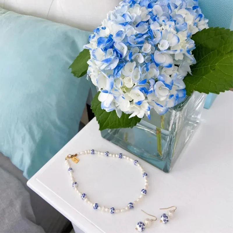 Pearl and Ceramic Beaded Necklace