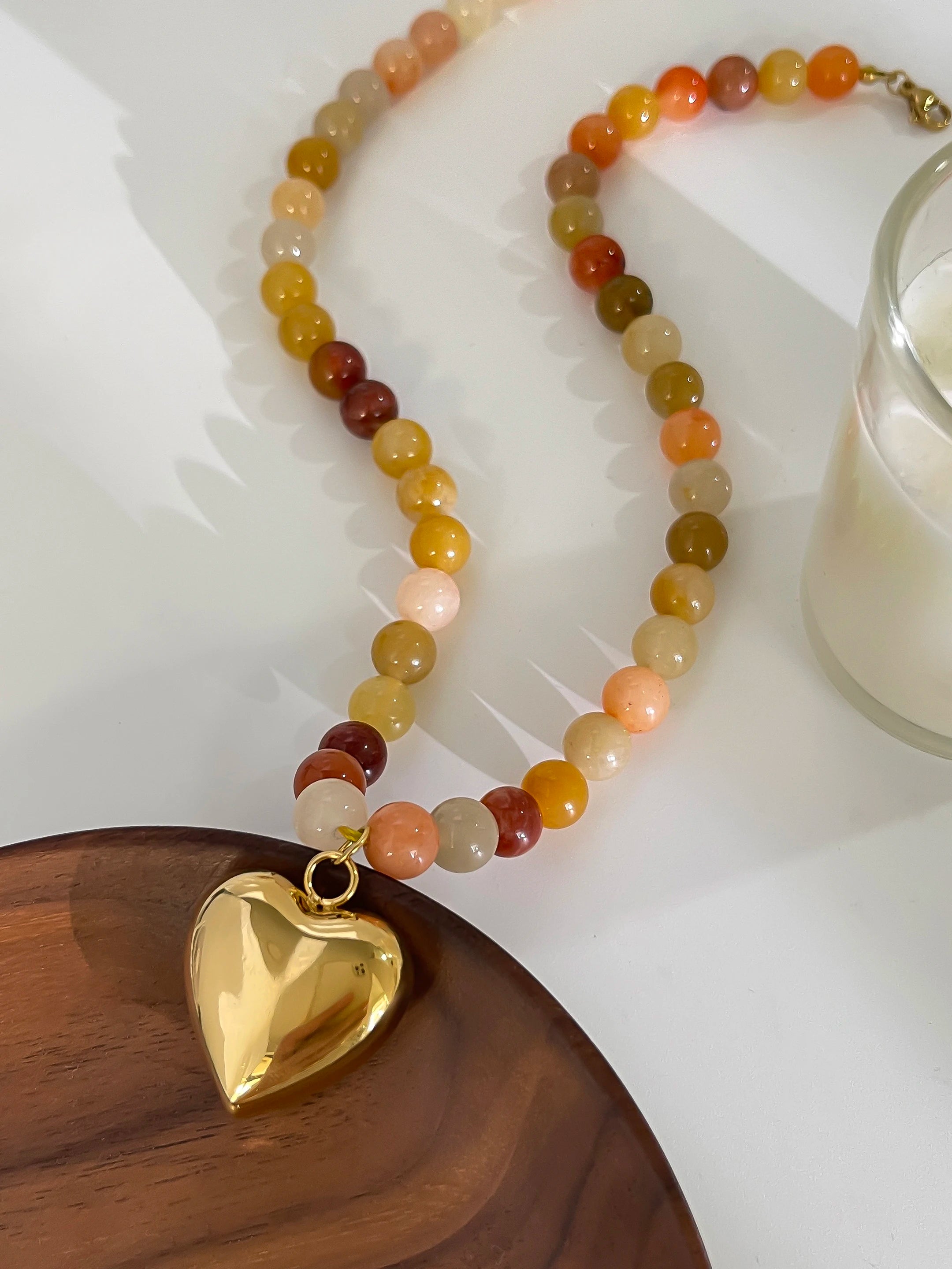 Multi-color Natural Stone Handmade Beaded Chain Necklace