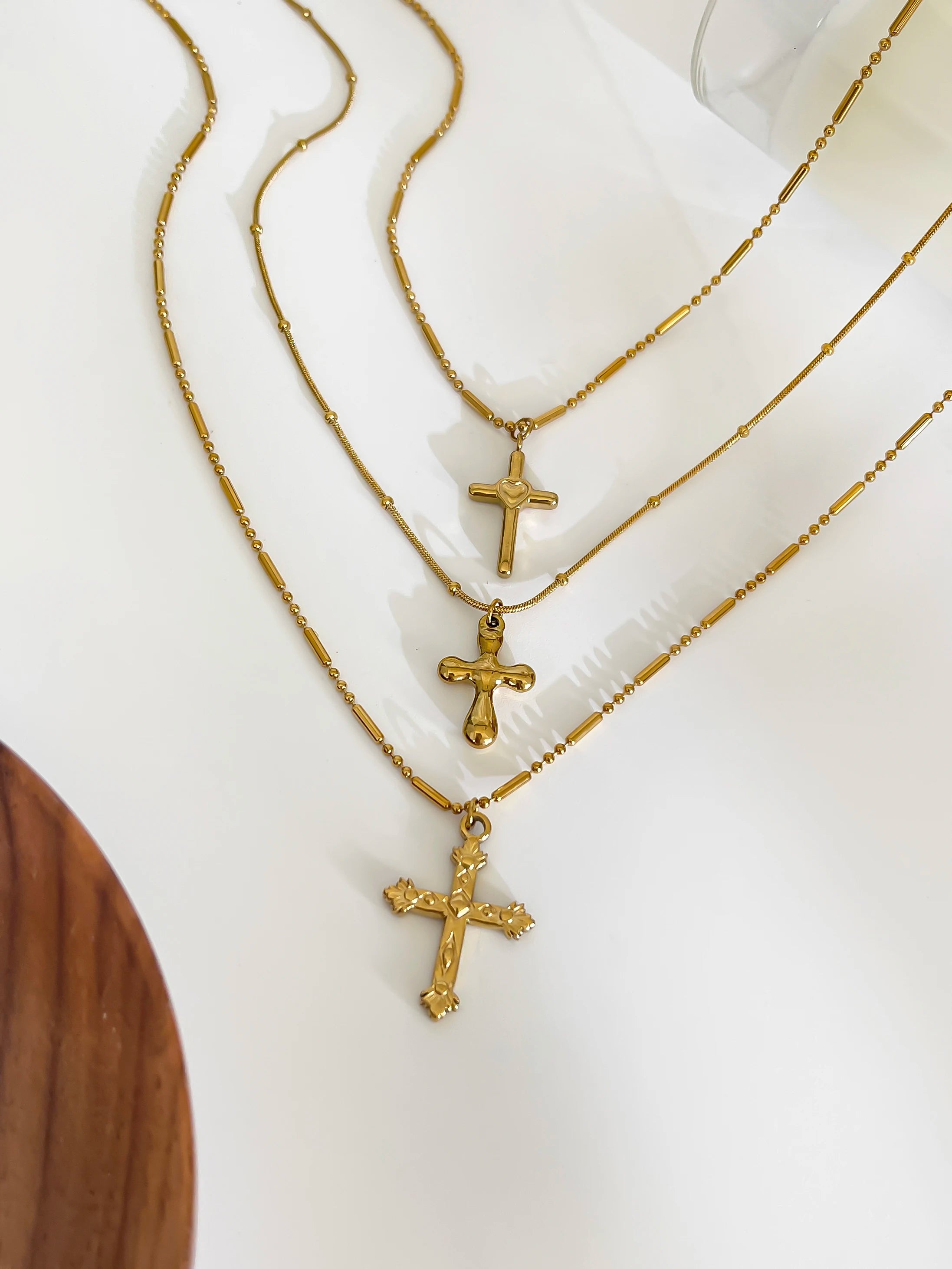 Gold Plated Stainless Steel Cross Pendant Necklace
