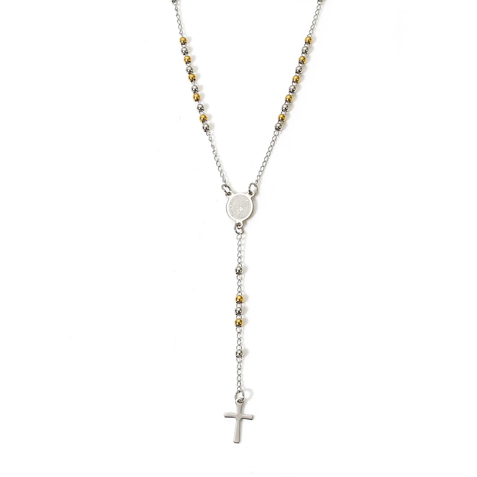 Stainless Steel Virgin Mary Cross Necklace