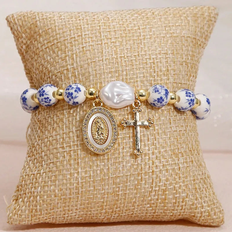 Ceramic and pearl bracelet