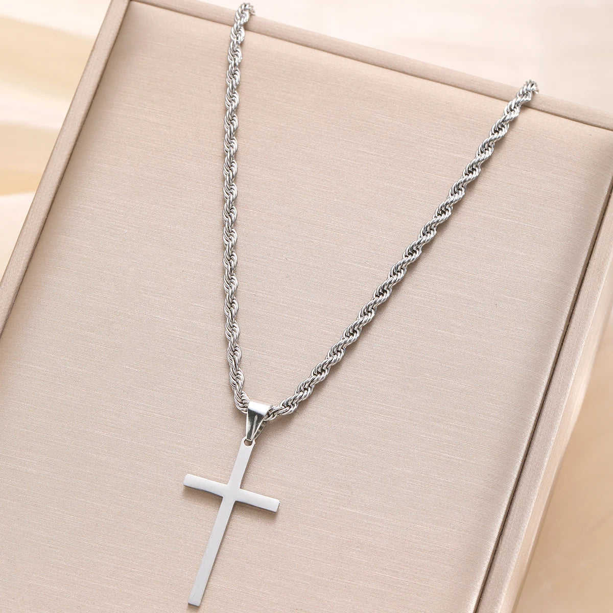 Stainless Steel Cross Pendant Necklace for Men