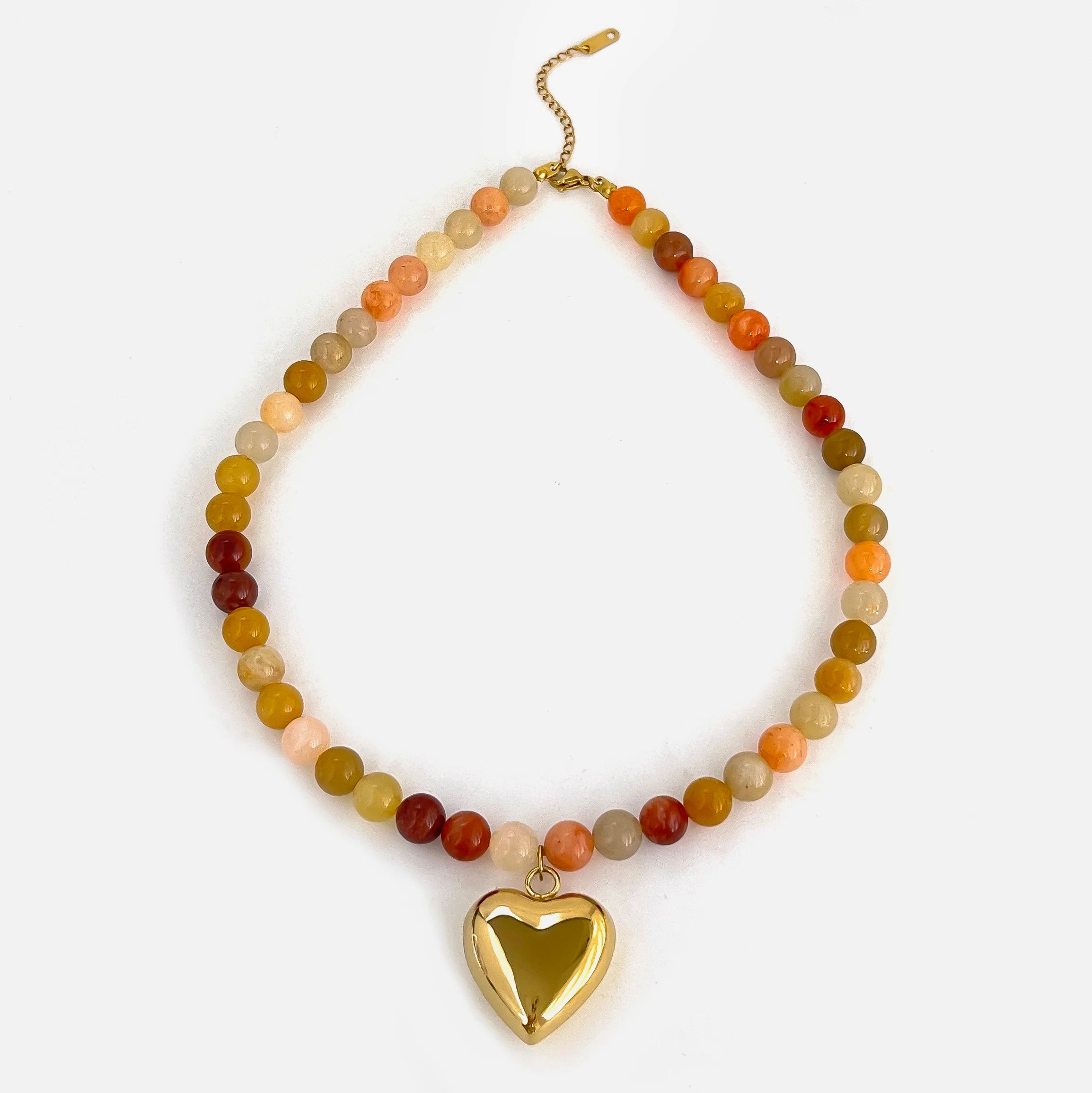 Multi-color Natural Stone Handmade Beaded Chain Necklace