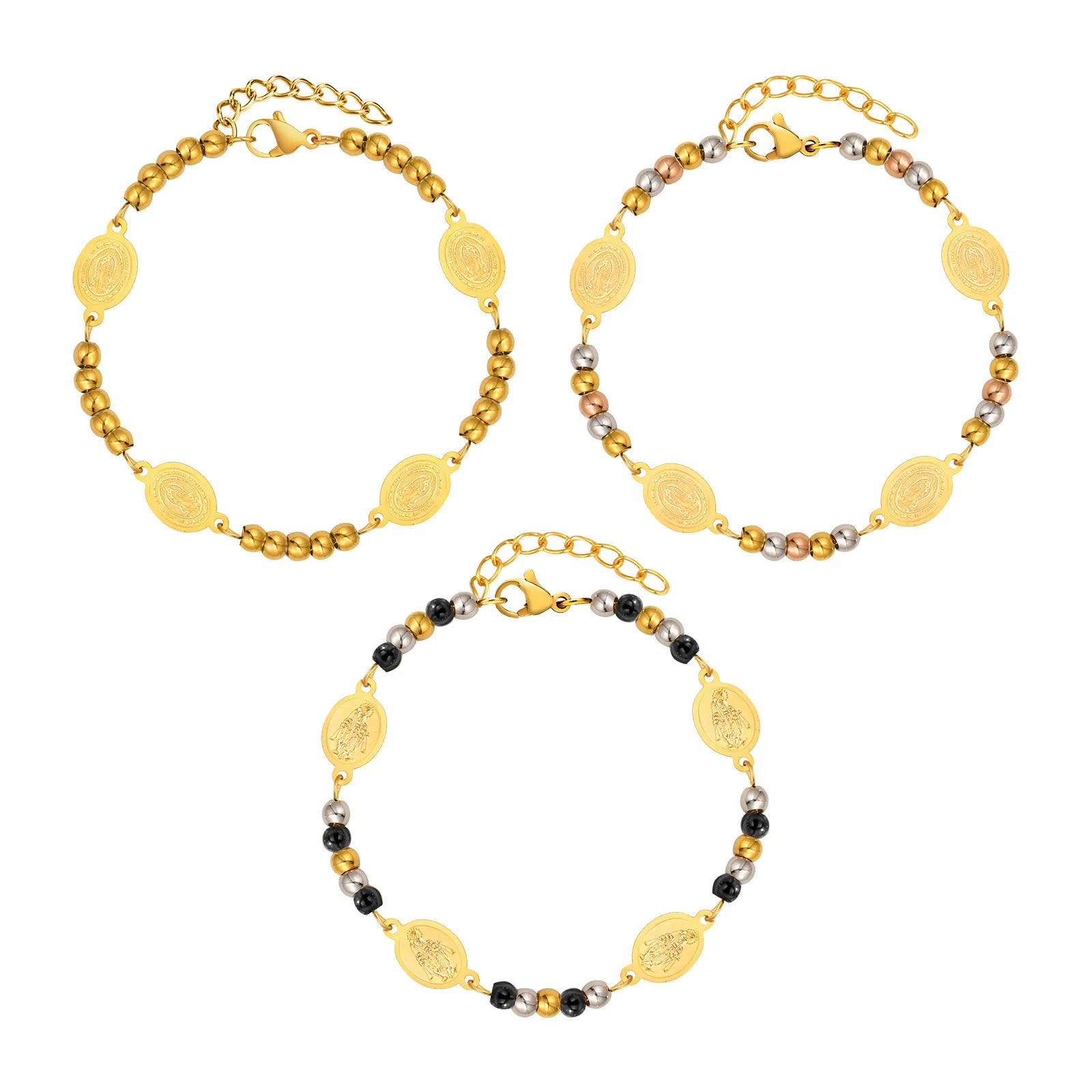 Gold Plated Stainless Steel Virgin Mary Bracelets