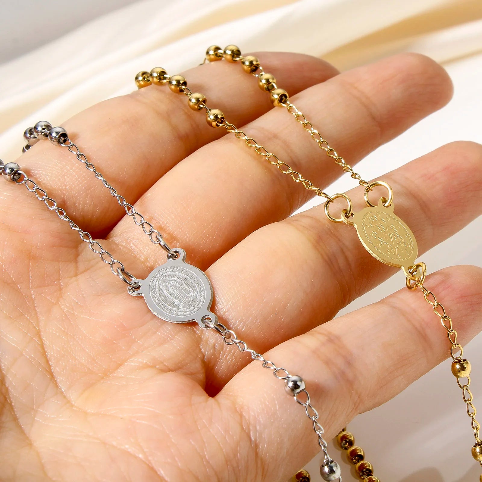 Stainless Steel Virgin Mary Cross Necklace
