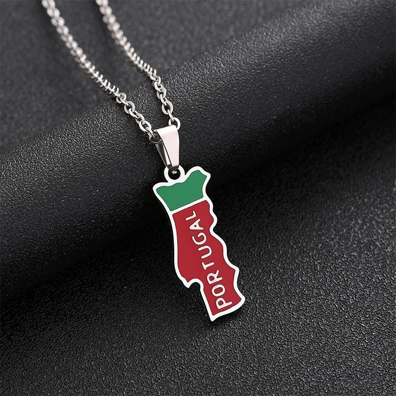 Portugal Map Flag Necklace