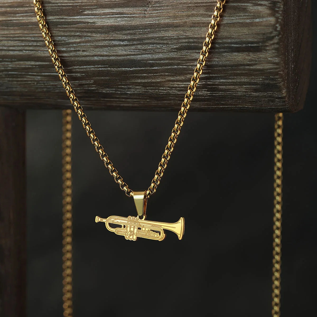 Stainless Steel Trumpet Pendant Necklace