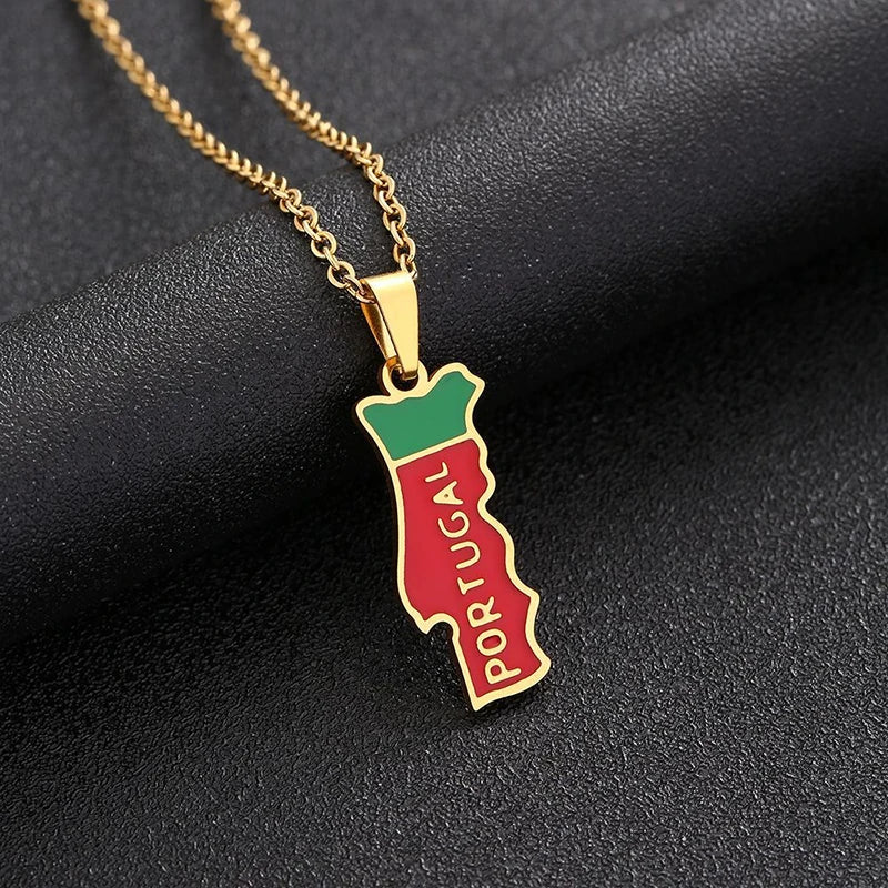Portugal Map Flag Necklace
